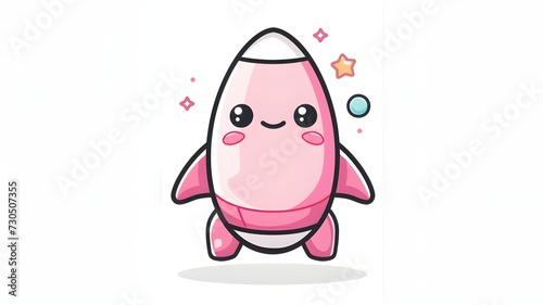 Cute cartoon pink rocket launch flat cartoon on white background --ar 16:9 --v 6