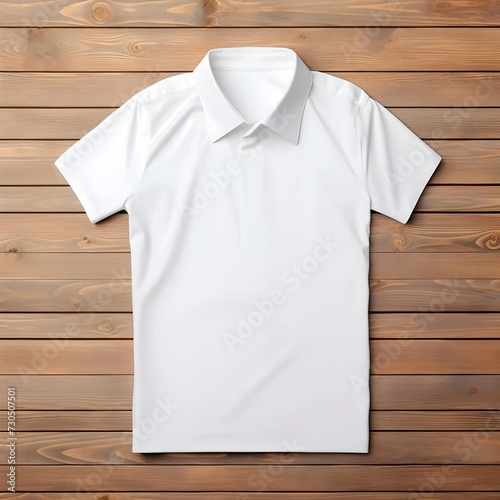 Template blank shirt top view on white wooden background generative ai illustration