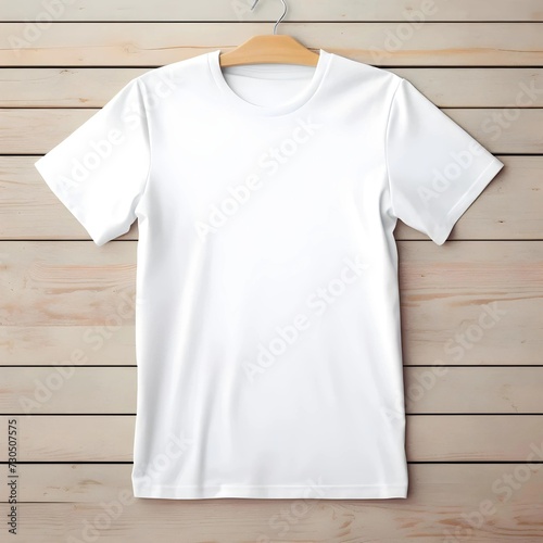 Template blank shirt top view on white wooden background generative ai illustration