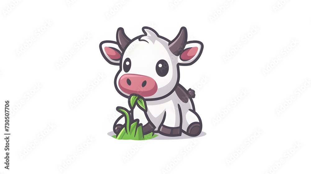 Cute cow sitting and eating grass cartoon vector icon illustration animal nature icon isolated flat on white background --ar 16:9 --v 6 Cute cow sitting and eating grass cartoon vector icon illustration animal nature icon isolated flat on white background --ar 16:9 --v 6