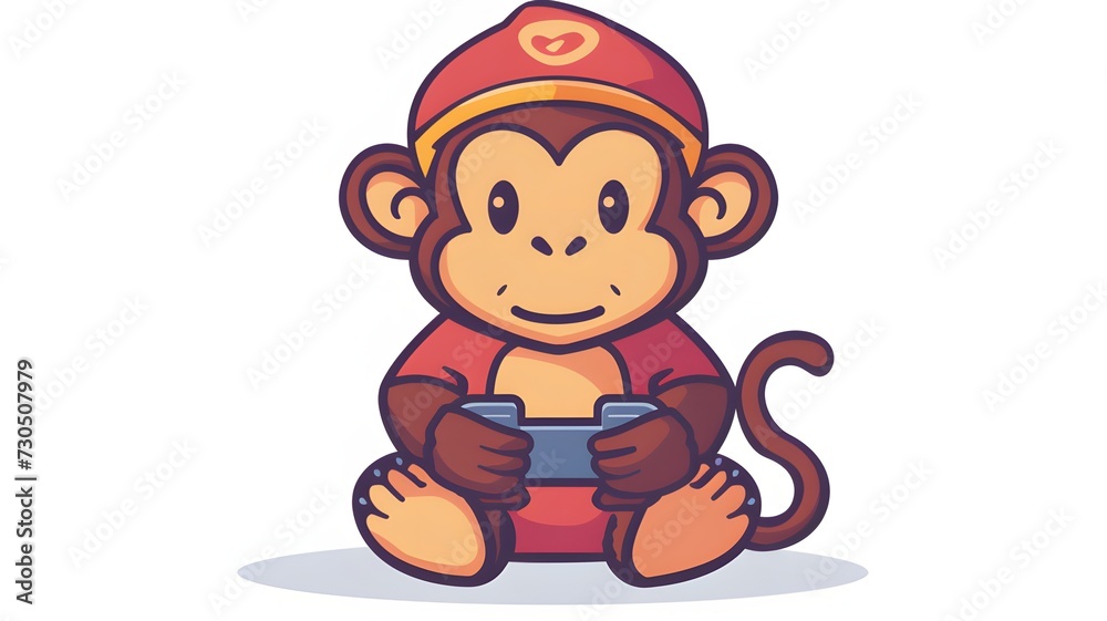 Cute monkey holding love heart cartoon vector icon illustration animal nature icon concept isolated on white background --ar 16:9 --v 6