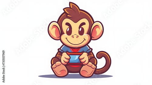 Cute monkey holding love heart cartoon vector icon illustration animal nature icon concept isolated on white background --ar 16 9 --v 6