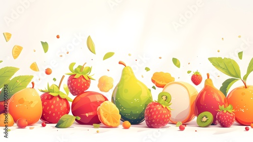 Fruits collection cartoon vector icon illustration food nature icon concept isolated premium vector on white background --ar 16:9 --v 6 © irawan