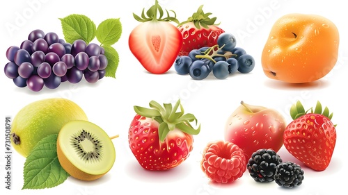 Fruits collection cartoon vector icon illustration food nature icon concept isolated premium vector on white background --ar 16 9 --v 6