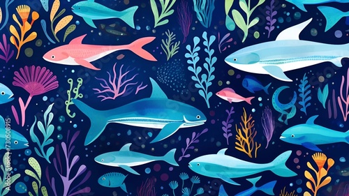 water ocean animals pattern background design © Ilham