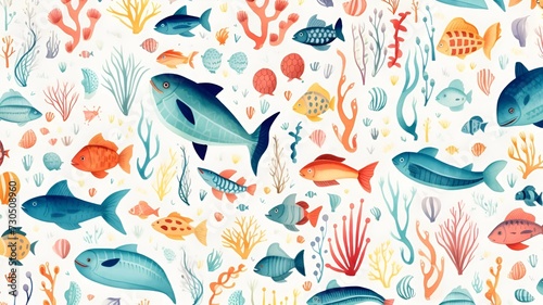 water ocean animals pattern background design photo
