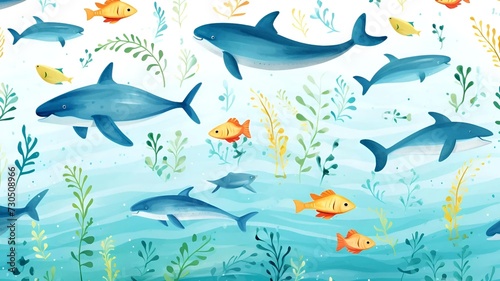 water ocean animals pattern background design