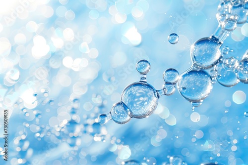 Serum bubbles on water molecular background
