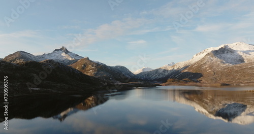 Mirror of Nature: Lofoten Mountains Reflected in Calm Waters