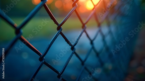 A close-up of a fence in a condominium ensuring safety and protection. Fence surrounding the perimeter with bokeh effect in the background.