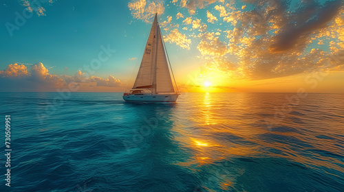 A sailboat floating on the open sea by win photo