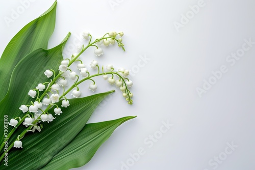 White Background Copy Space Lilly of the Valley photo