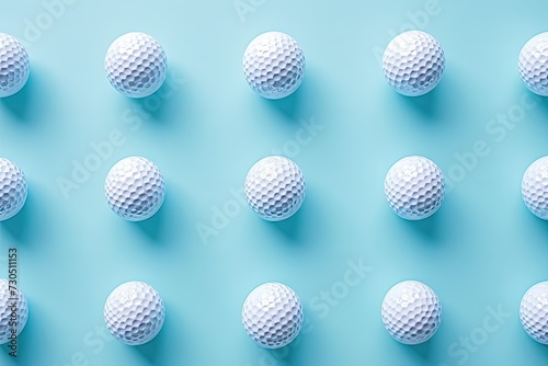 Minimalist design with white golf ball on blue pastel backdrop