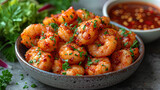 Tampura Light and crispy shrimp or vegetables in fried ba