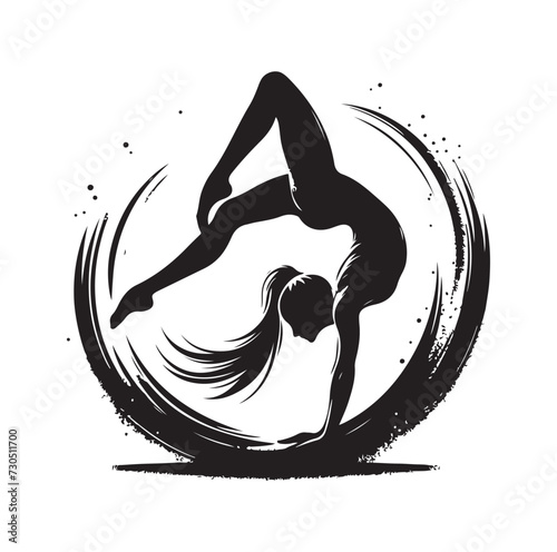Gymnastics female silhouette vector illustration set 
