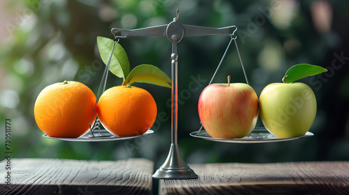 The idiom comparing apples and oranges, metaphor concept