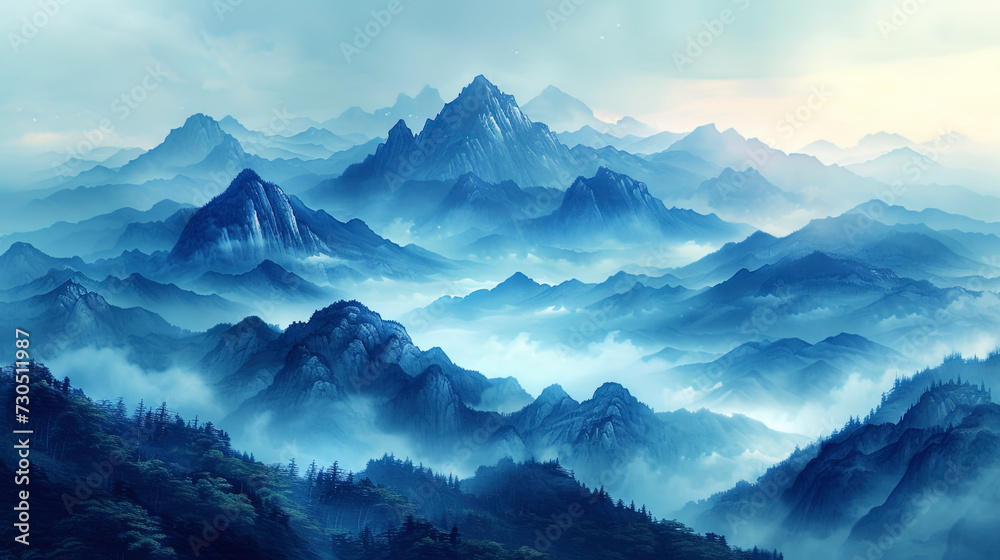 The watercolor of light and air, in which mountains merge with he