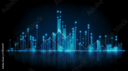 Stock market chart background, financial forecast illustration with glowing trend lines © jiejie