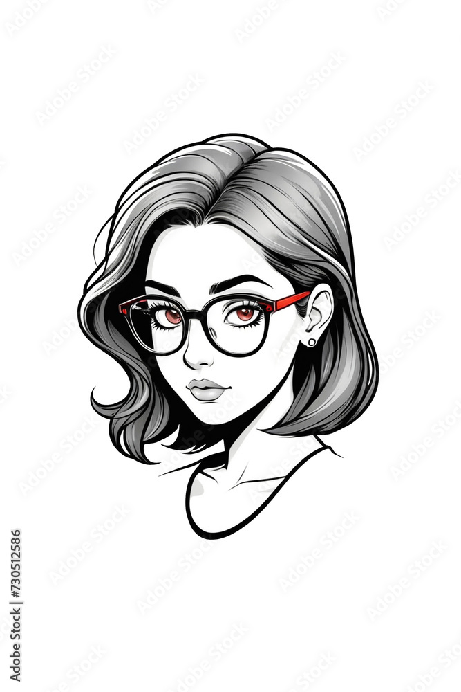 girl glasses cartoon head isolated illustration girl glasses cartoon head isolated illustration