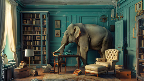 The elephant in the room symbolic concept