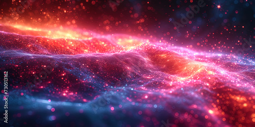 Abstract background with bright luminous particles that form a beautiful galactic star sys