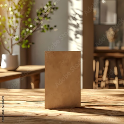 mockup Blank invitation card on wooden table photo
