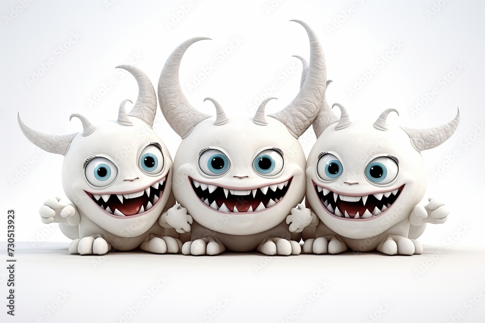 Funny and cute colorful monsters with big open mouths as copy space. Cute Monsters Vector Set. Generative AI.