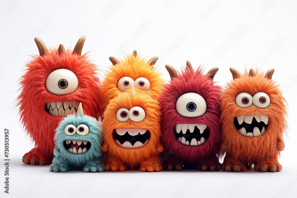 Funny and cute colorful monsters with big open mouths as copy space. Cute Monsters Vector Set. Generative AI. Funny and cute colorful monsters with big open mouths as copy space. Cute Monsters Vector Set. Generative AI.