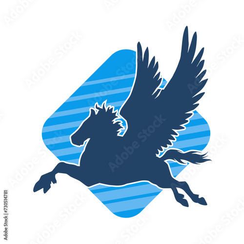 Sillhouette of a mythical horse animal with wings. Silhouette of a fantasy horse with wings.
