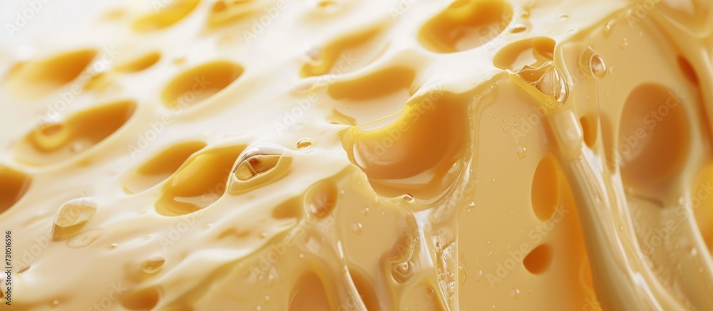 Close up yellow cheese food texture isolated on white background AI generated image Close up yellow cheese food texture isolated on white background AI generated image