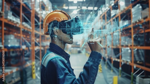 Cutting-edge VR technology revolutionizes warehouse management. photo