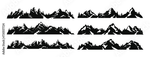 Hand drawn sketch of hiking or climbing on mountain. Nature highlands drawing, mountains landscape engraving. Vector isolated illustration	