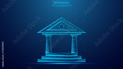 government building concept. building symbol illustration on low poly style background.