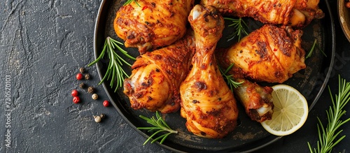chicken thighs with oranges served with a plate