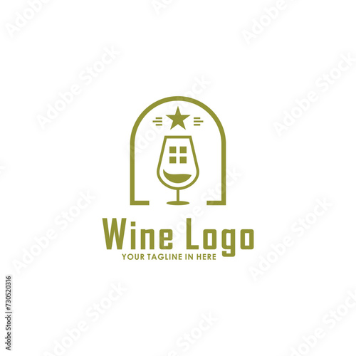 wine simple logo design vector, bar and club logo inspiration