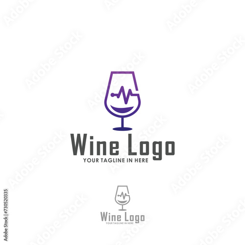 wine simple logo design vector, bar and club logo inspiration