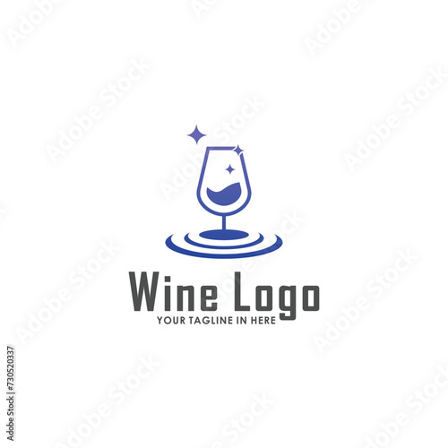 wine simple logo design vector, bar and club logo inspiration