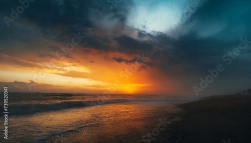 dramatic sunset, landscape, cinematic, sandstorm, dramatic, minimalistic scenery on the sea shore
