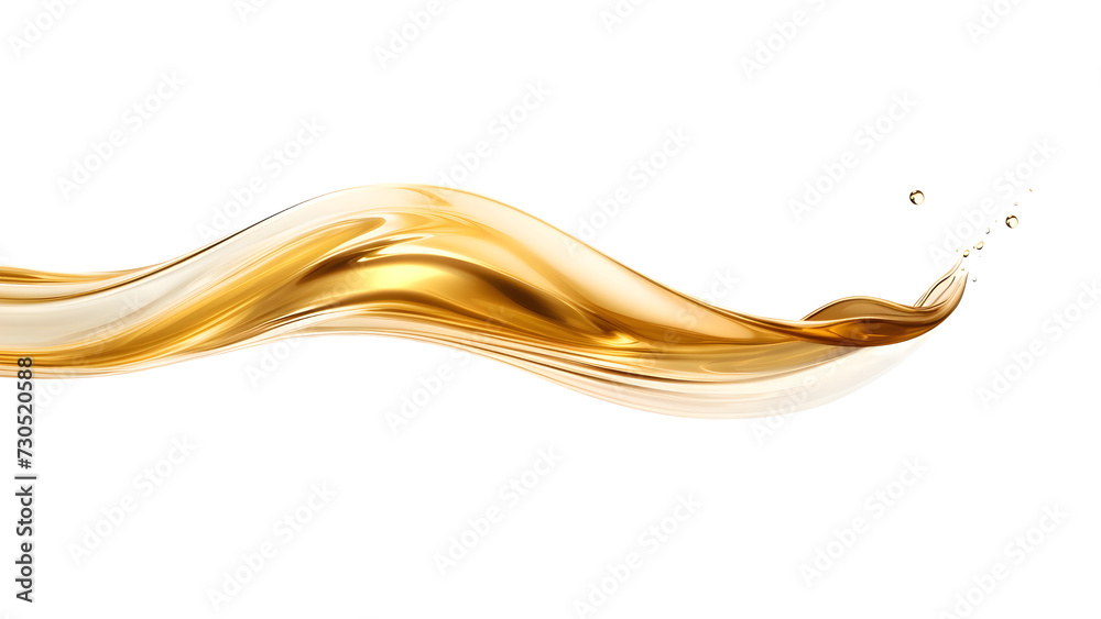 Naklejka premium dynamic wave of Golden oil flowing gracefully isolated