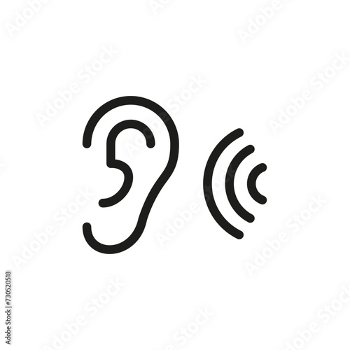 attentively ear listen icon, hear rumor or secret, social news, story media, thin line symbol on white background - editable stroke vector illustration photo