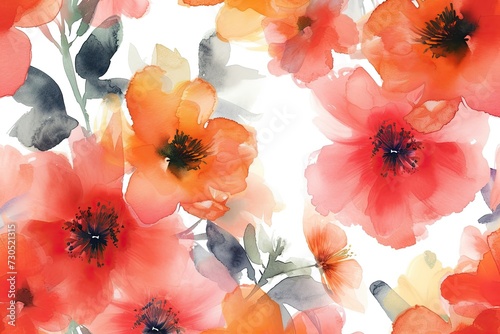 watercolor flower pattern background - generative ai