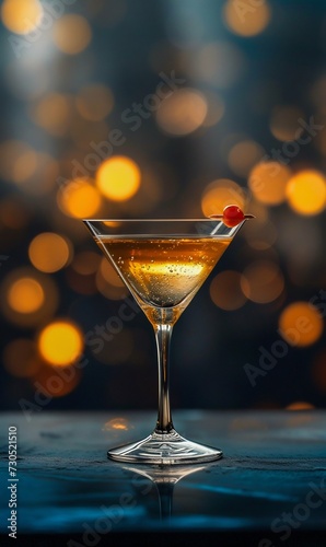 Elegant Martini Glass with Bokeh Lights. Generative ai © Scrudje