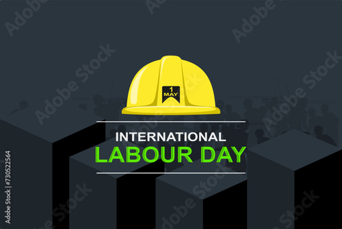 Happy Labor Day banner with hat image building project design template. Vector illustration