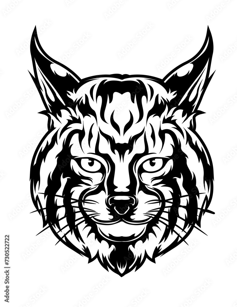 Wild Cat Illustration, Cat, Cat Shirt, Cat Clipart, Wild Cat Animal Cut File, Wild Cat Clipart, Animal, Cat Sticker Stencil 