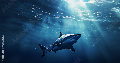 shark in the open blue sea © Maizal