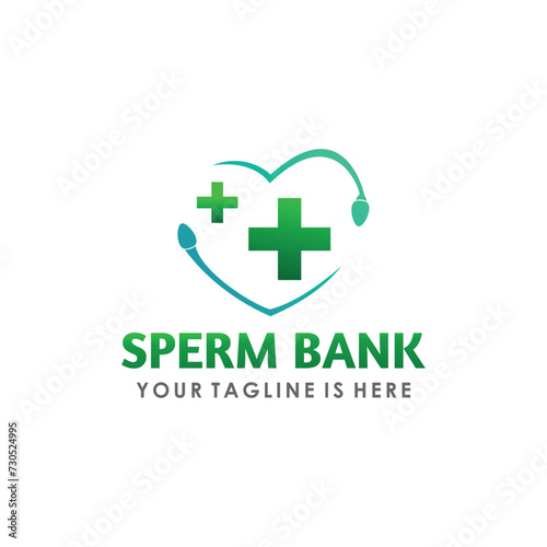 sperm bank logo design vector, medical and health logo inspiration