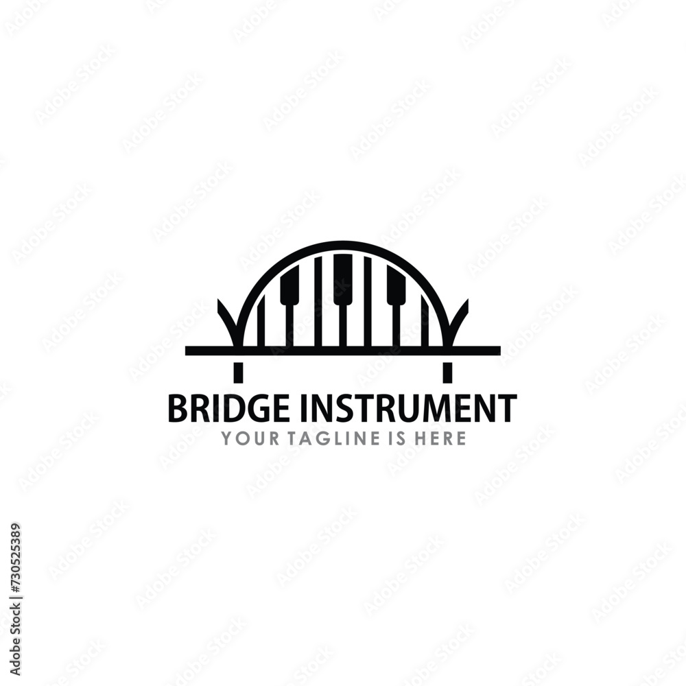 piano and bridge logo design concept, music logo design inspiration