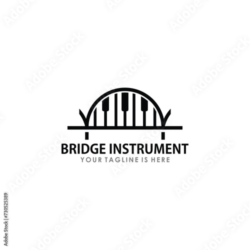 piano and bridge logo design concept, music logo design inspiration