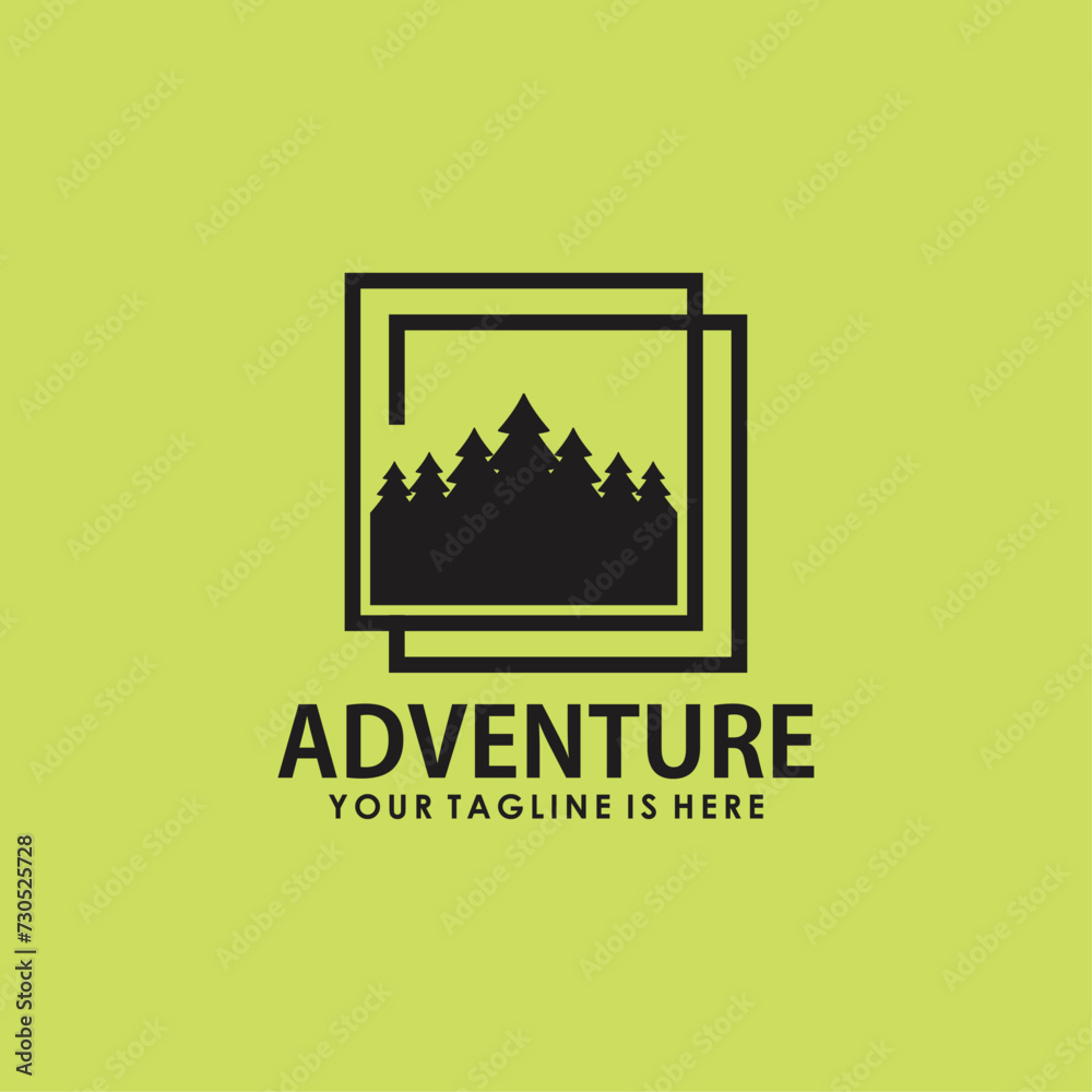 Obraz premium mountain and forest logo concept, adventure vintage logo inspiration