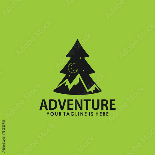 mountain and forest logo concept, adventure vintage logo inspiration